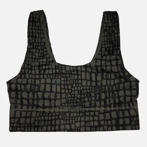 Fabletics Green Reptile Print Sports Bra Size Medium Workout Top